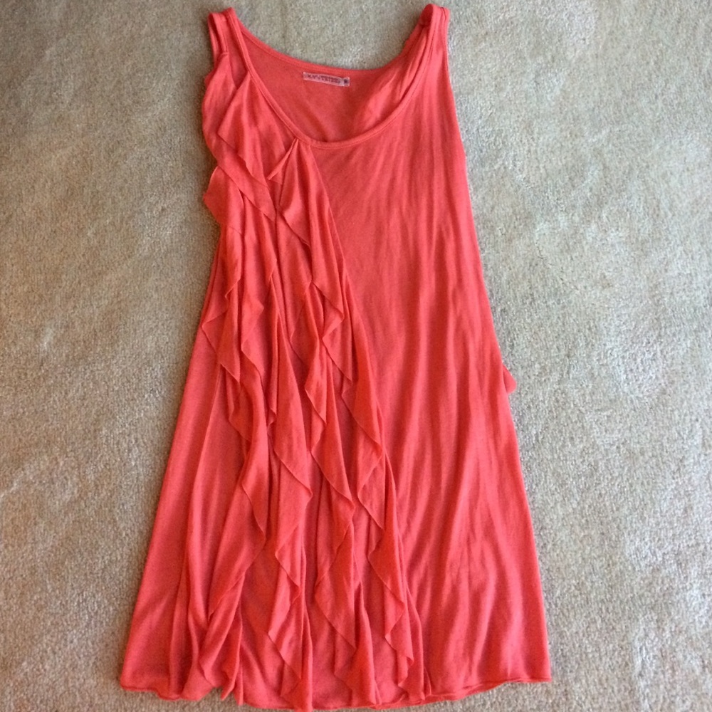 Coral orange ruffle tank top. Small